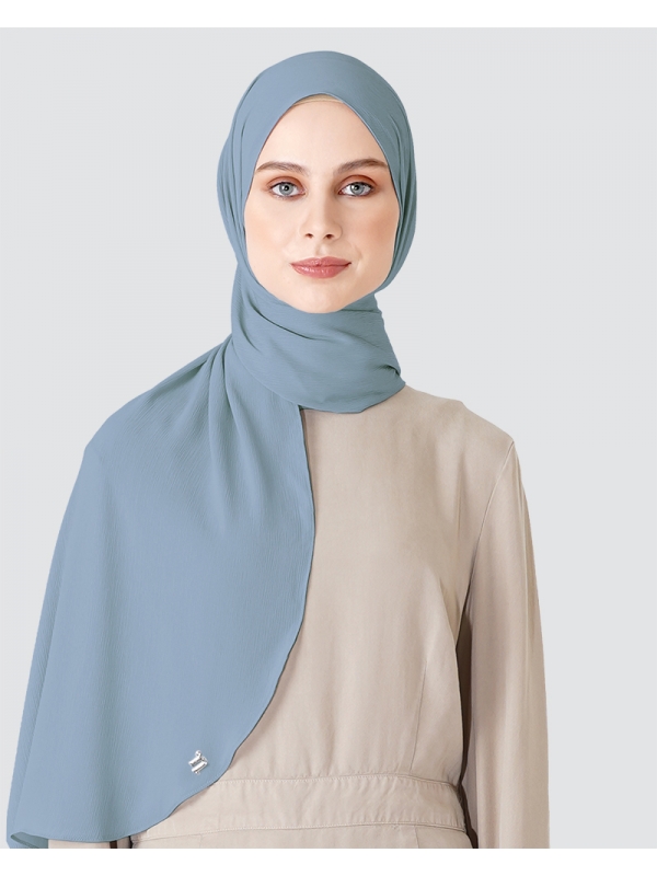 LINIA LINE CHIFFON SHAWL - DARK POWDER BLUE
