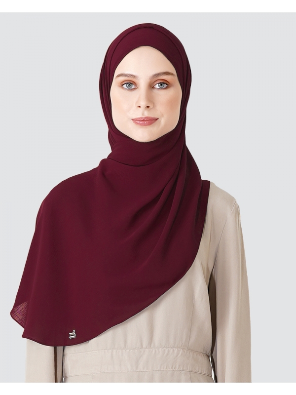LINIA LINE CHIFFON SHAWL - DARK SMOKEY RED