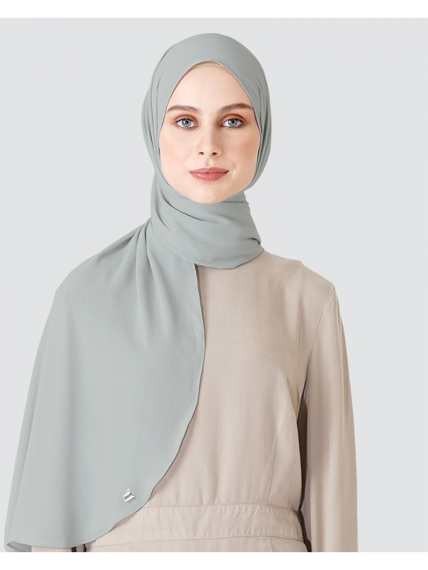 LINIA LINE CHIFFON SHAWL - MEDIUM GREY-BLUE