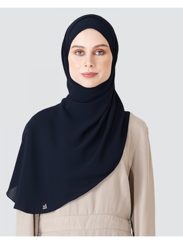 LINIA LINE CHIFFON SHAWL - SMOKEY DARK BLUE