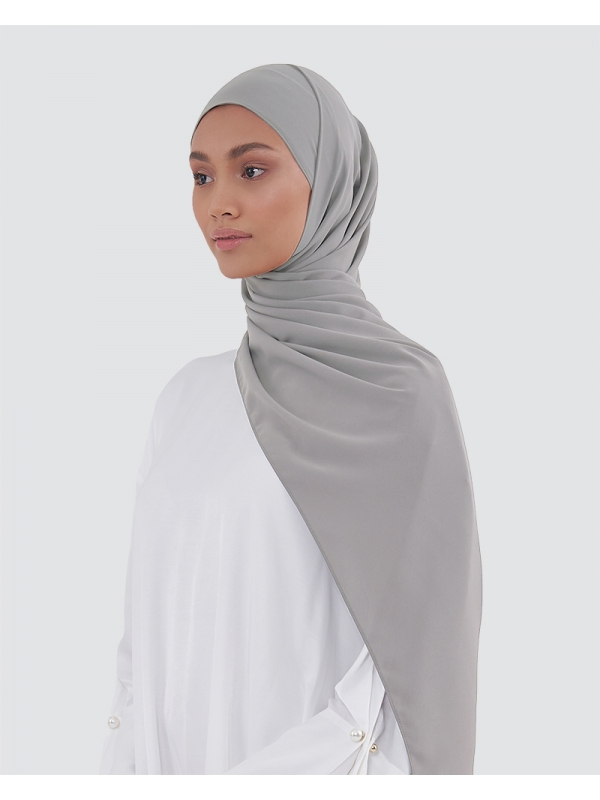 MAYA MATTE SATIN SHAWL - SILVER GREY