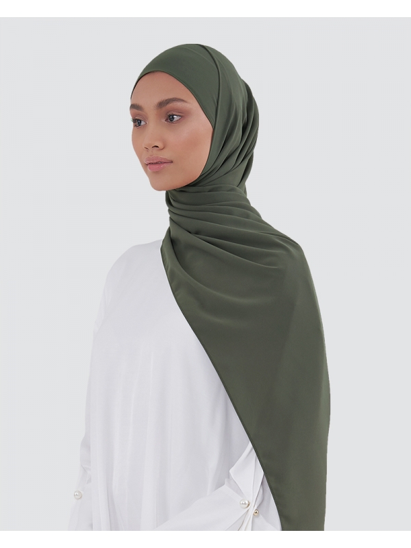 MAYA MATTE SATIN SHAWL - GREEN OLIVE