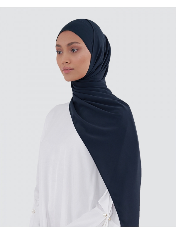 MAYA MATTE SATIN SHAWL - DARK BLUE