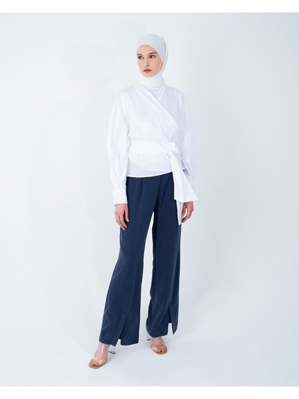 COTTON ADJUSTABLE WRAP TOP-BRIGHT WHITE