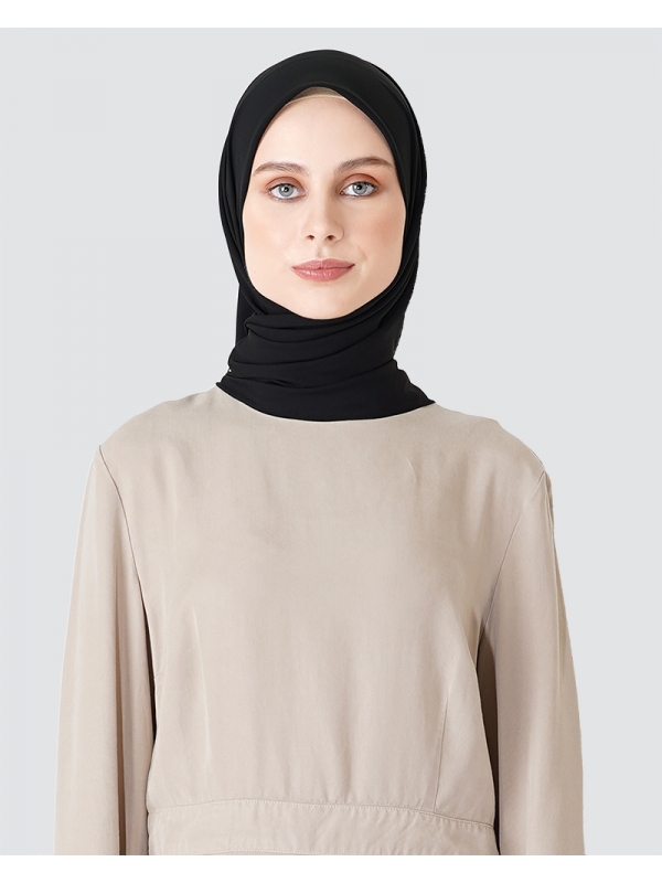 SOFIE COTTON SATIN SQUARE - BLACK