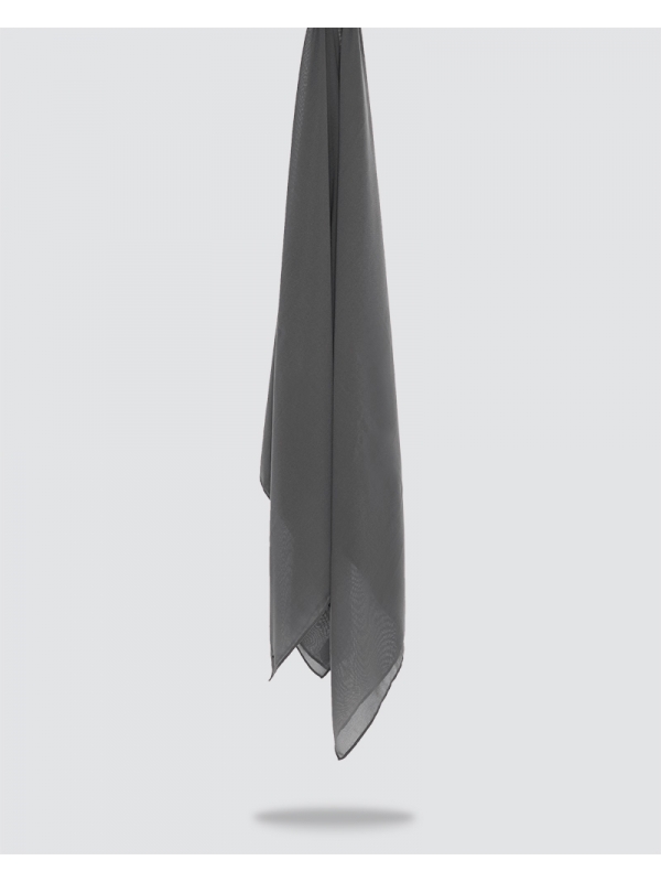 YASMINE WOOL CHIFFON SQUARE - MEDIUM DARK GREY