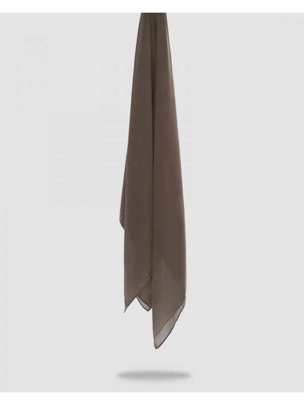 YASMINE WOOL CHIFFON SQUARE - MEDIUM DUSTY CHOCOLATE