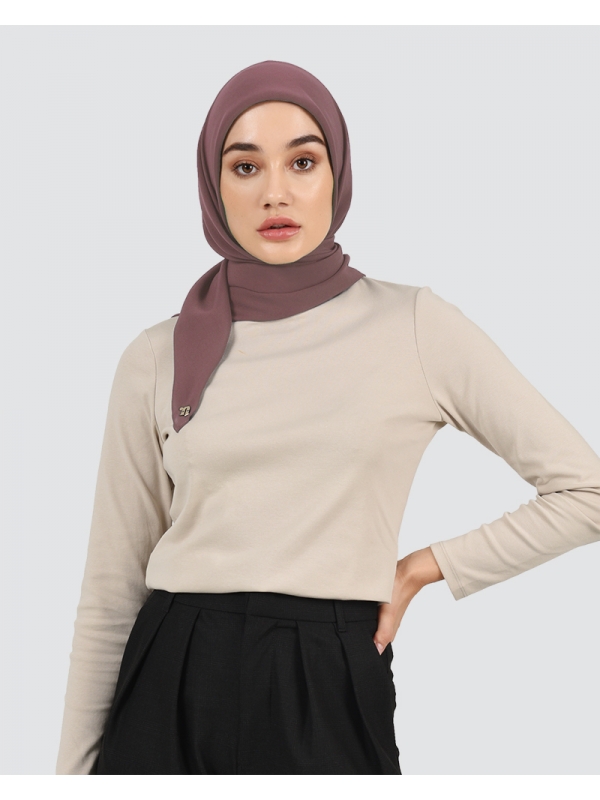 YASMINE WOOL CHIFFON SQUARE - SMOKEY BROWN ROSE