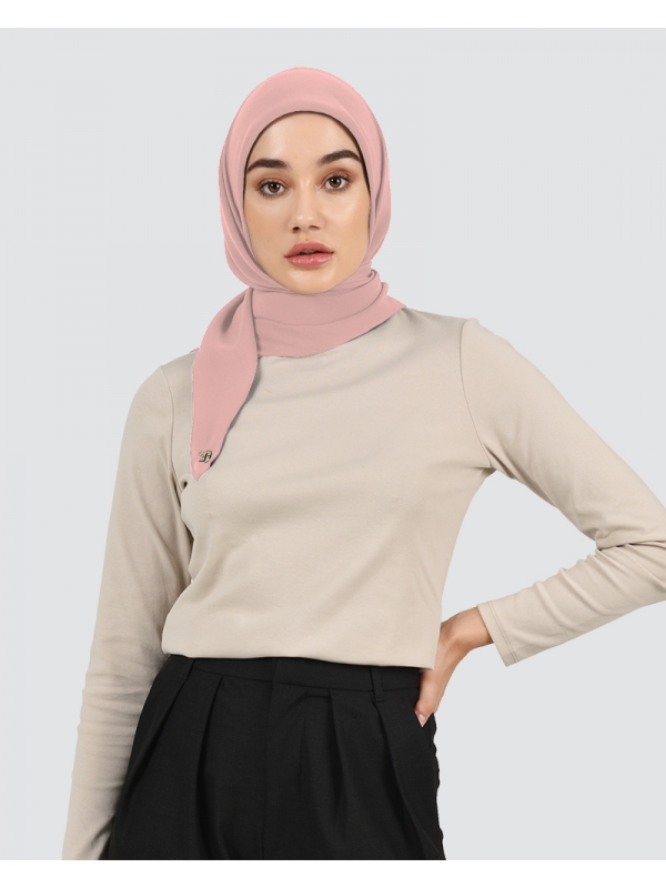 YASMINE WOOL CHIFFON SQUARE - DUSTY PINK SALMON