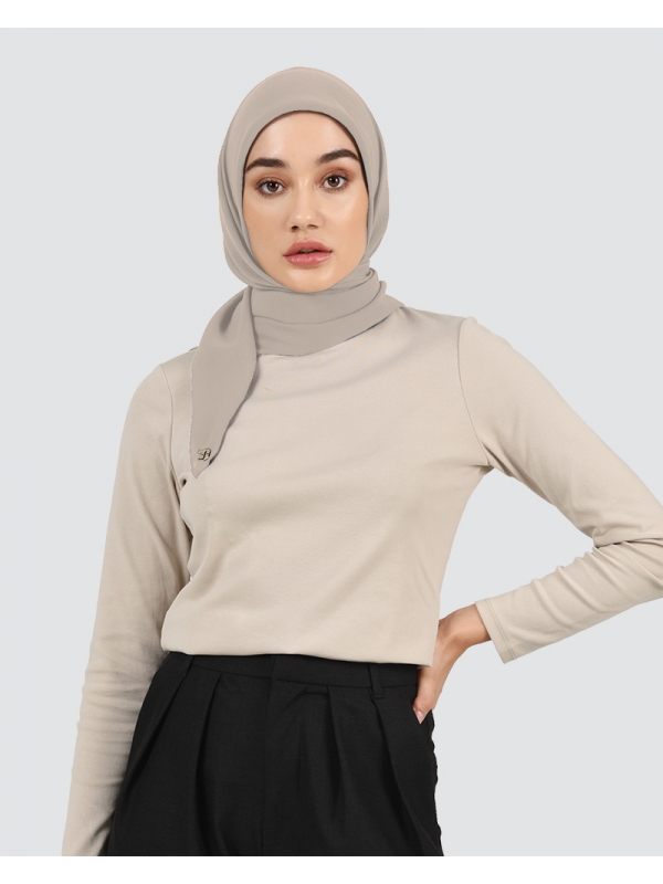 YASMINE WOOL CHIFFON SQUARE - SMOKEY MUSHROOM