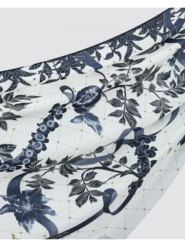 DISNEY X NAELOFAR - ALICE IN WONDERLAND SHAWL - IVORY BLUE