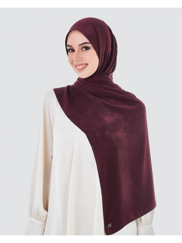 ASHA SATIN SHAWL - BURGUNDY