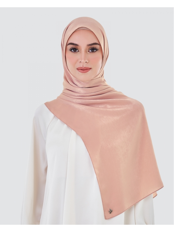 ASHA SATIN SHAWL - DUSTY PEACH