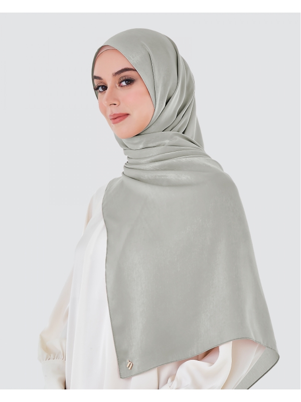 ASHA SATIN SHAWL - GREY
