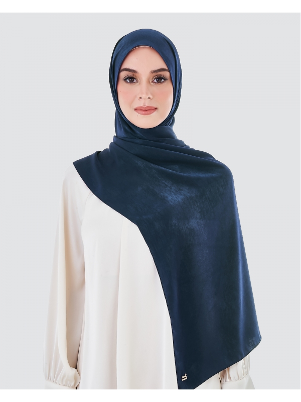 ASHA SATIN SHAWL - MIDNIGHT BLUE