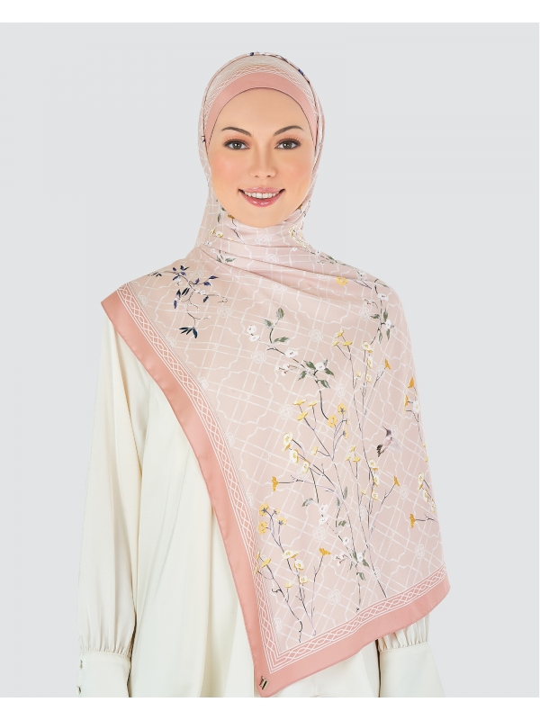 BAMBOO TRELLIS SATIN SHAWL - DUSTY ROSE