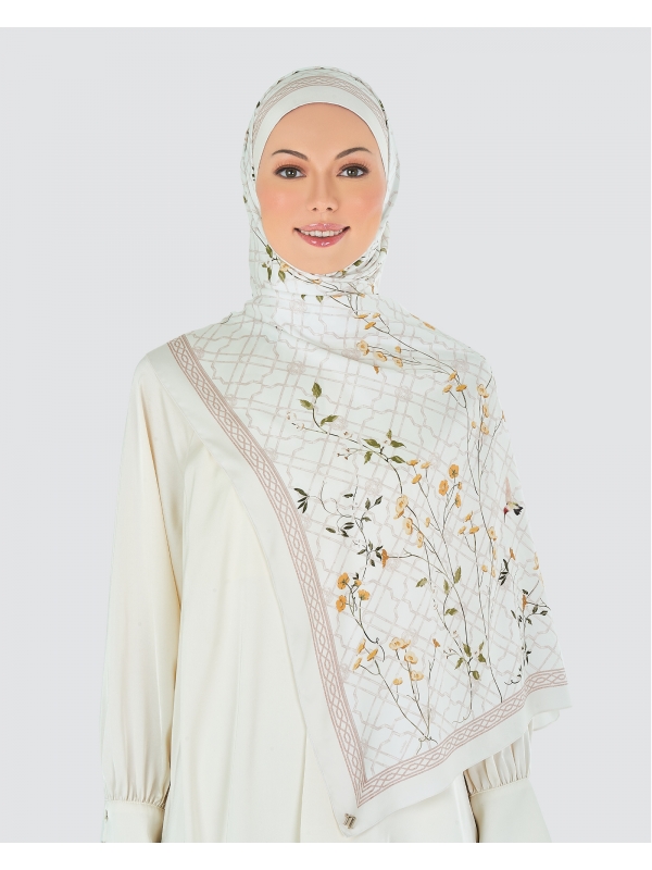 BAMBOO TRELLIS SATIN SHAWL - IVORY