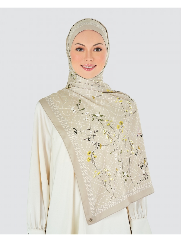 BAMBOO TRELLIS SATIN SHAWL - TAUPE
