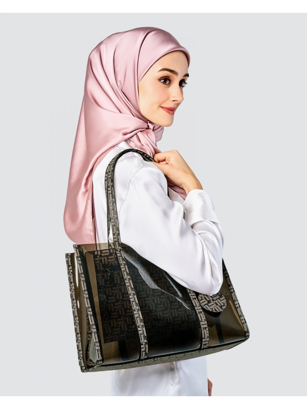 CLEAR TOTE BAG MONOGRAM EDITION - BLACK