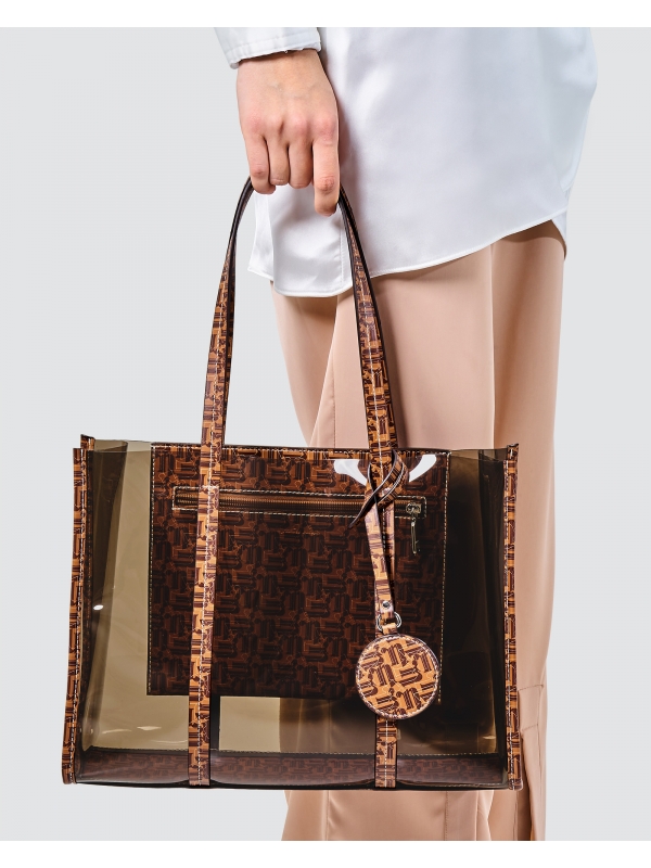 CLEAR TOTE BAG MONOGRAM EDITION - BROWN