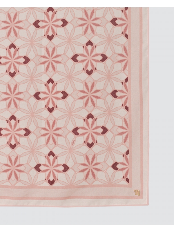 ECHO GEOMETRIC COTTON VOILE SQUARE - CREAM