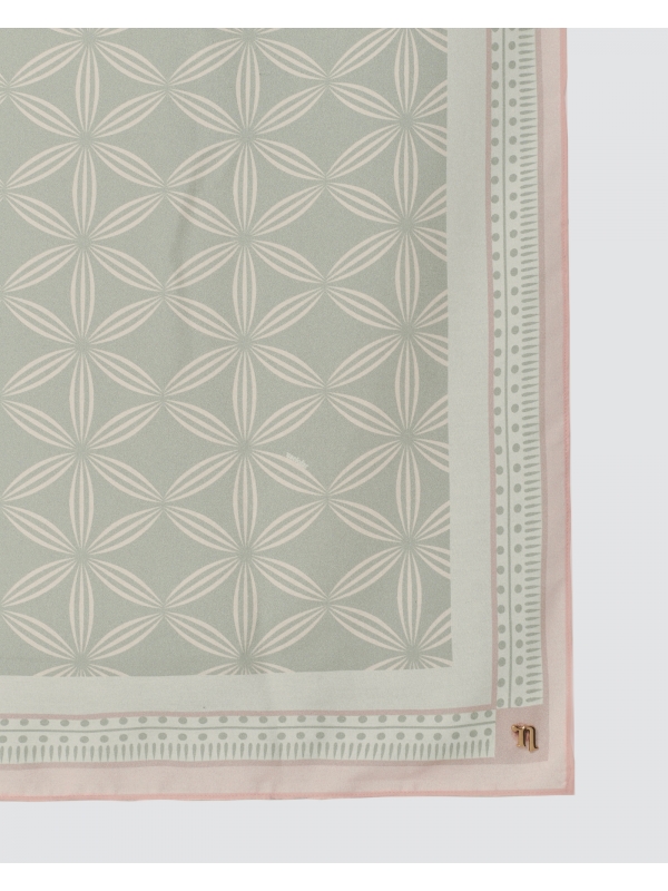 ECHO GEOMETRIC COTTON VOILE SQUARE - DUSTY GREY