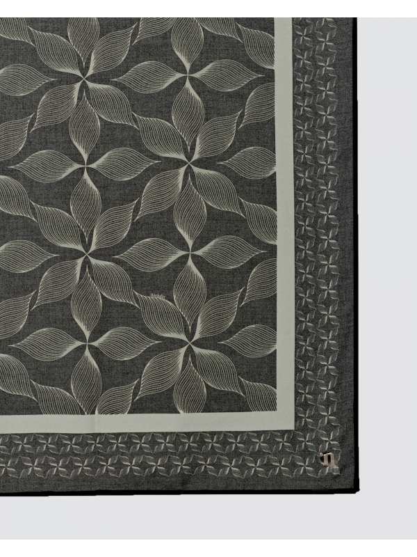 ECHO GEOMETRIC COTTON VOILE SQUARE - SILVER BLACK