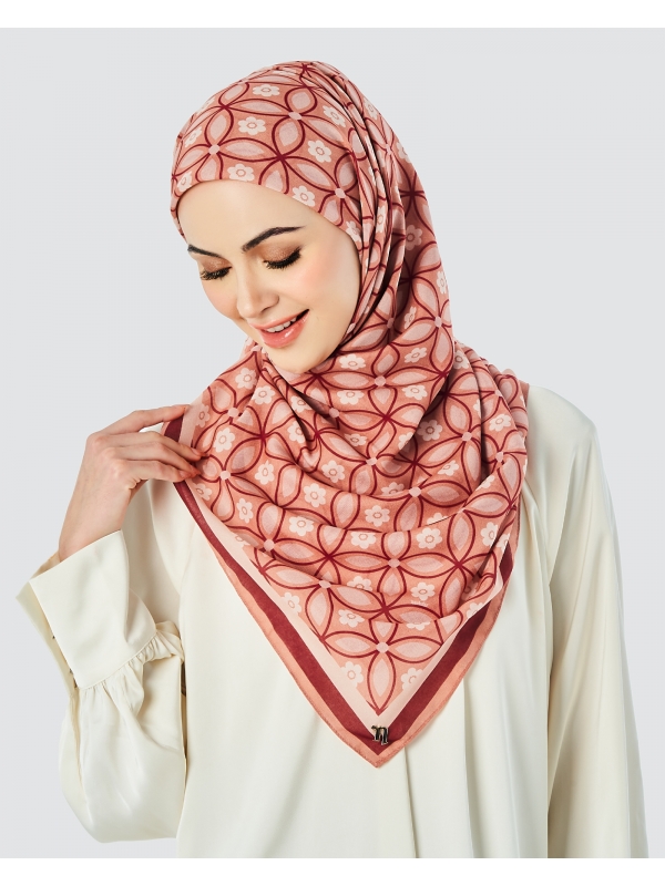 ECHO GEOMETRIC COTTON VOILE SQUARE - POMELO