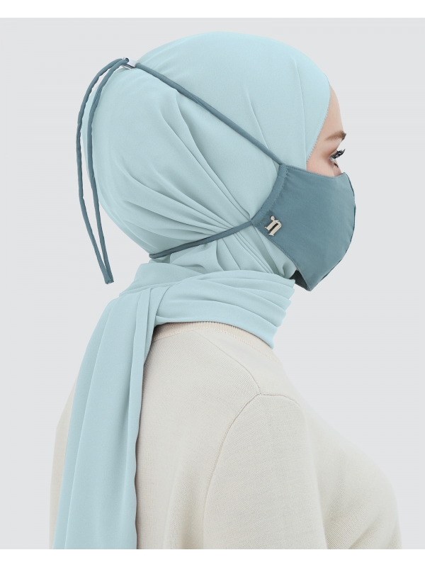 3-PLY COTTON FACE MASK - ADJUSTABLE HEADLOOP - BLUE