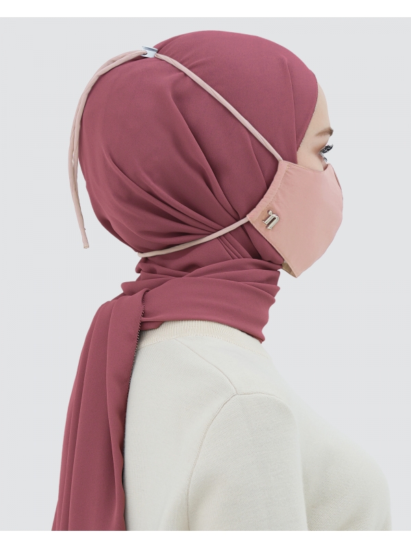 3-PLY COTTON FACE MASK - ADJUSTABLE HEADLOOP - BLUSH
