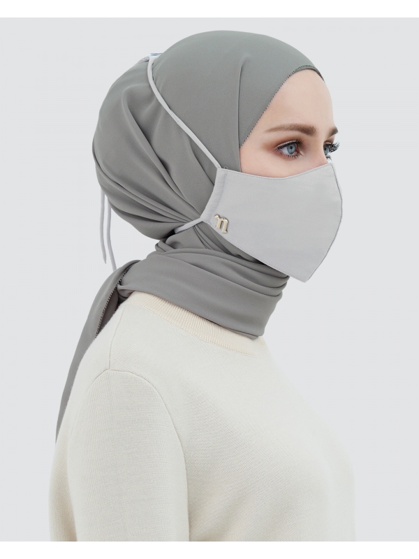 3-PLY COTTON FACE MASK - ADJUSTABLE HEADLOOP - GREY