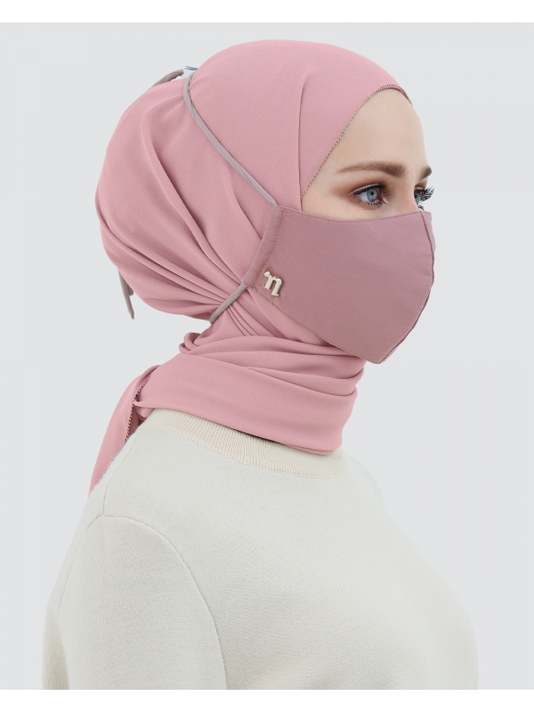 3-PLY COTTON FACE MASK - ADJUSTABLE HEADLOOP - MAUVE