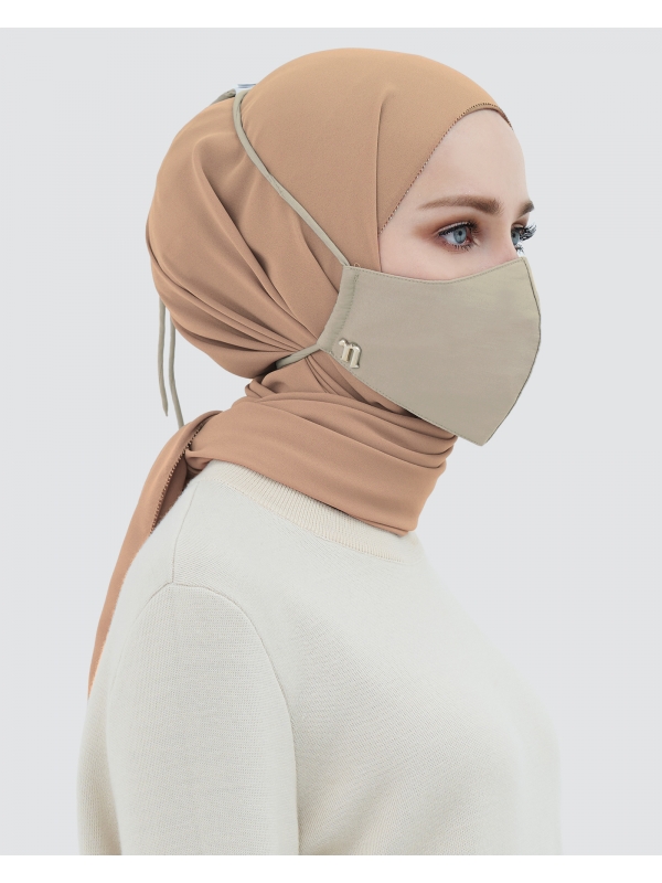 3-PLY COTTON FACE MASK - ADJUSTABLE HEADLOOP - OAK