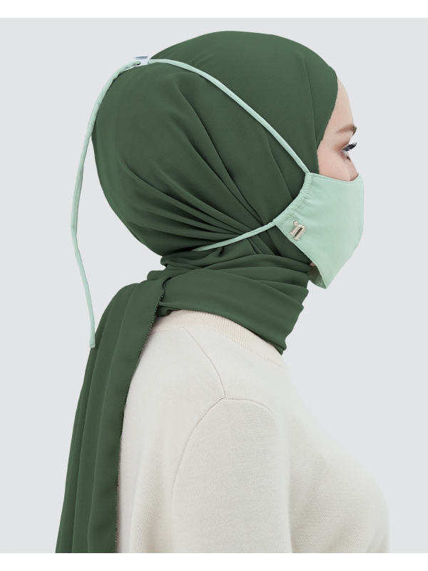 3-PLY COTTON FACE MASK - ADJUSTABLE HEADLOOP - TURQUOISE