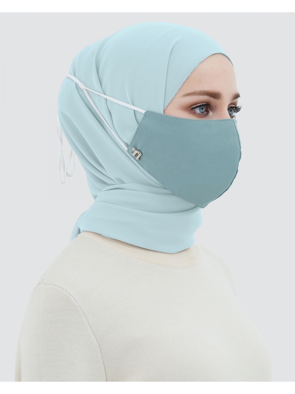 3-PLY COTTON FACE MASK - ADJUSTABLE STRAP - AQUA TEAL
