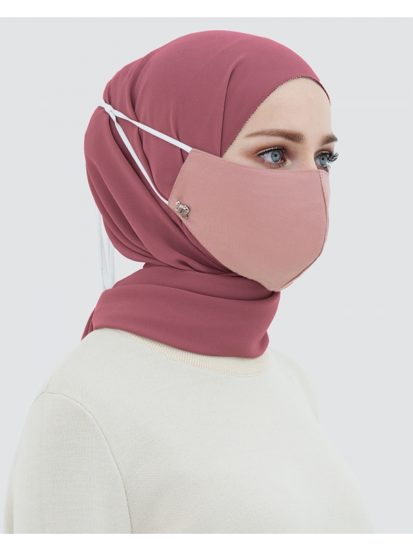 3-PLY COTTON FACE MASK - ADJUSTABLE STRAP - CORAL