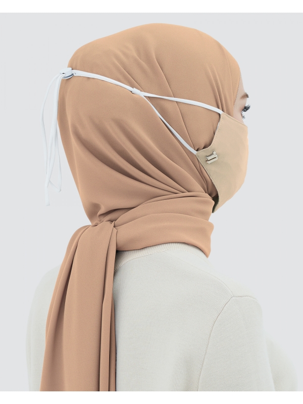 3-PLY COTTON FACE MASK - ADJUSTABLE STRAP - CREAM