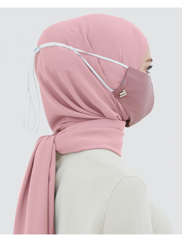 3-PLY COTTON FACE MASK - ADJUSTABLE STRAP - MAUVE