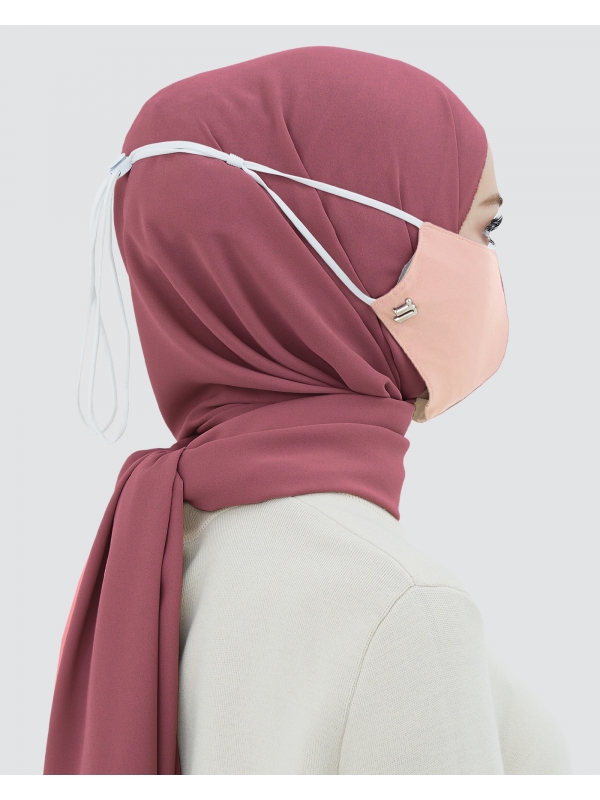 3-PLY COTTON FACE MASK - ADJUSTABLE STRAP - PEACH
