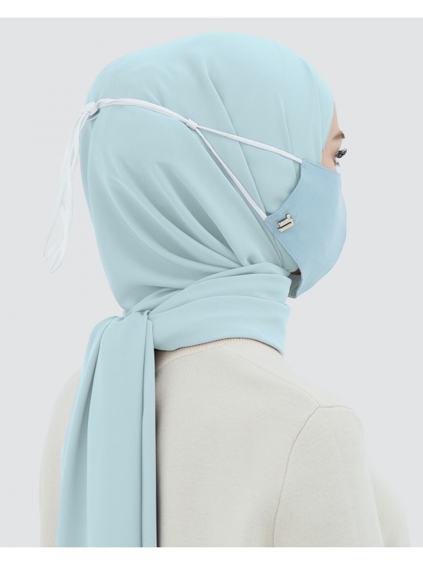 3-PLY COTTON FACE MASK - ADJUSTABLE STRAP - SKY BLUE