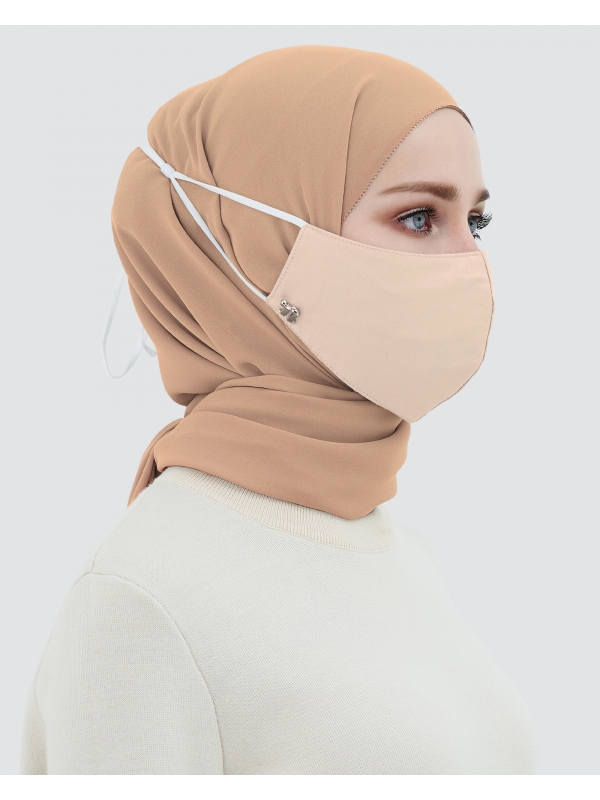 3-PLY COTTON FACE MASK - ADJUSTABLE STRAP - VANILLA