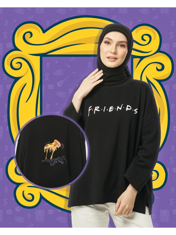 FRIENDS X NAELOFAR THE JUMPER - JOEY DOESN'T SHARE FOOD - BLACK