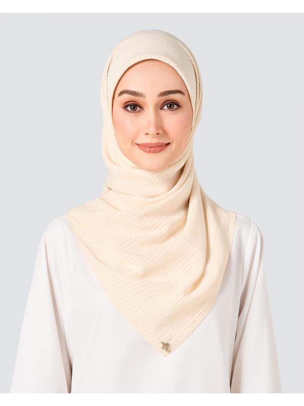 GINGHAM TEXTURED CHIFFON SQUARE - CREAM