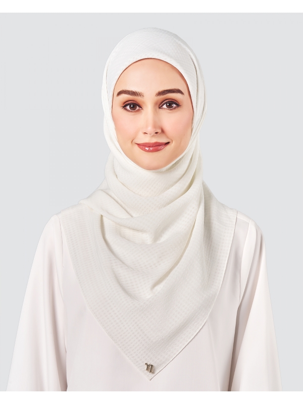 GINGHAM TEXTURED CHIFFON SQUARE - IVORY