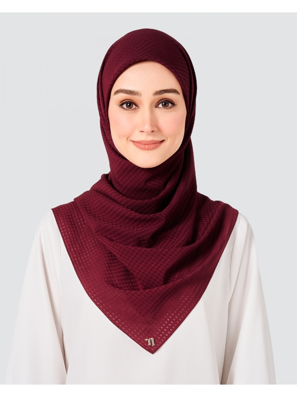 GINGHAM TEXTURED CHIFFON SQUARE - MAROON
