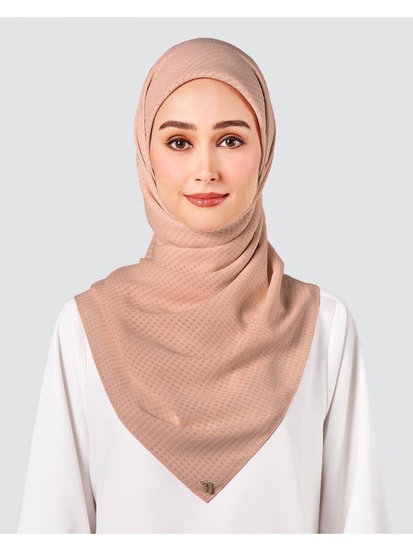 GINGHAM TEXTURED CHIFFON SQUARE - NUDE