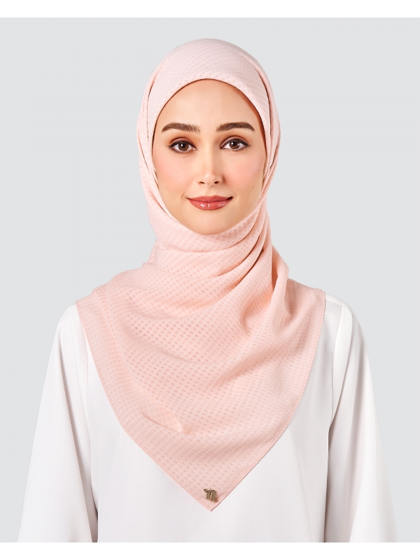 GINGHAM TEXTURED CHIFFON SQUARE - SOFT PINK