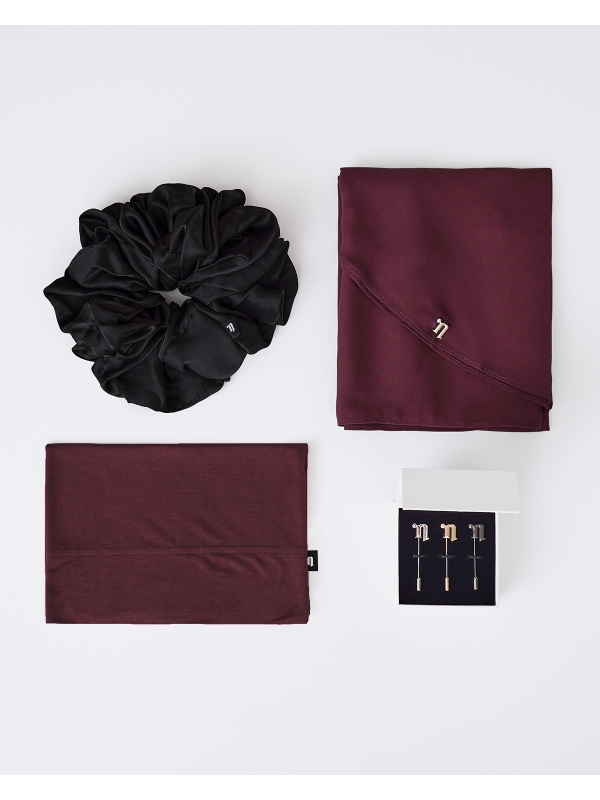 FIRST HIJAB KIT - LONG CHIFFON SHAWL - DARK RED