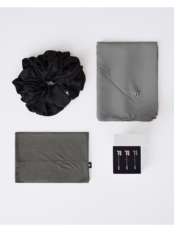 FIRST HIJAB KIT - LONG CHIFFON SHAWL - DUSTY GREY PLUM