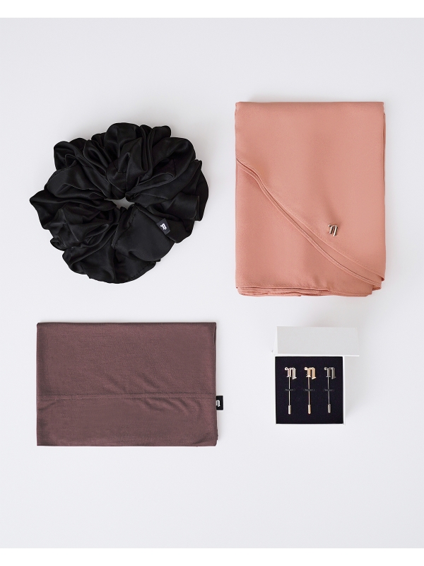 FIRST HIJAB KIT - LONG CHIFFON SHAWL - LIGHT DUSTY PALE RED